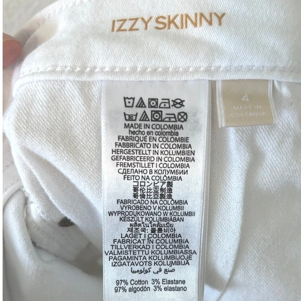 Michael Kors Izzy Skinny Jeans White Stretch Denim Pants Size 4 Gold Hardware